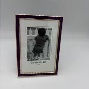 Chestnut Lane Purple Enamel Photo Frame 4x6 Gold Trim Metal com